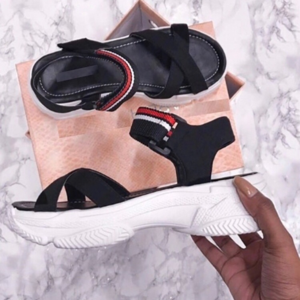 Black White Platform Sneaker Sandals